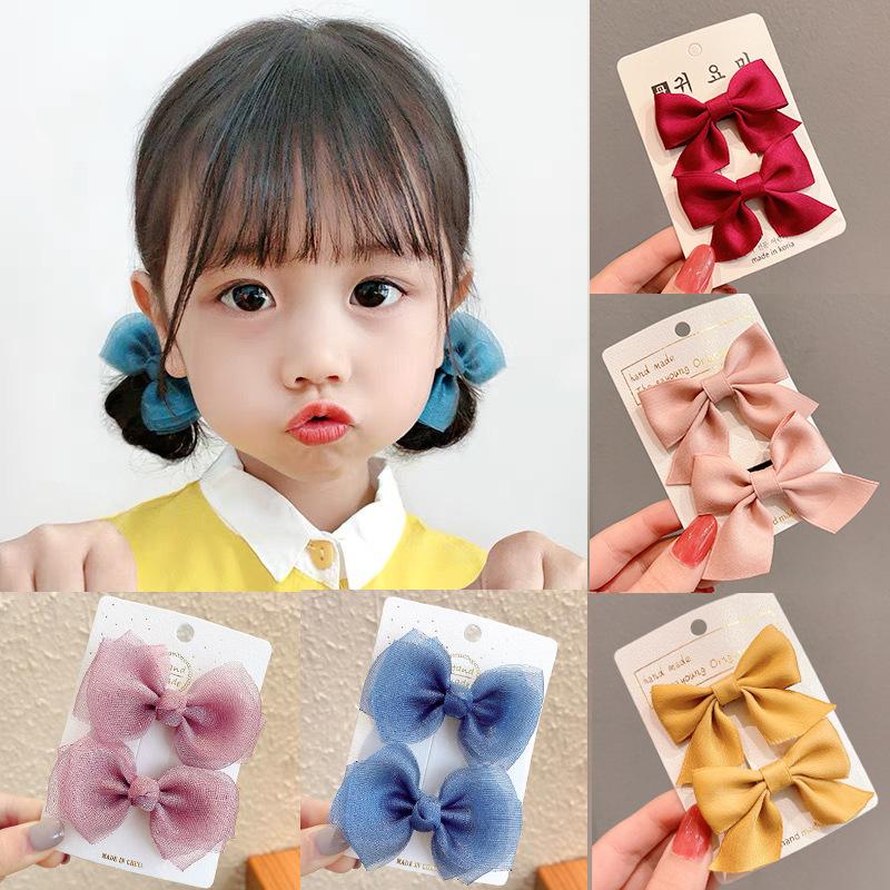 YANRONG Solid Color Bow Hair Clips For Gilrs Cute Sweet Hairpins Fashion Headbands Hair Accessories Barrettes For Kid Headdress