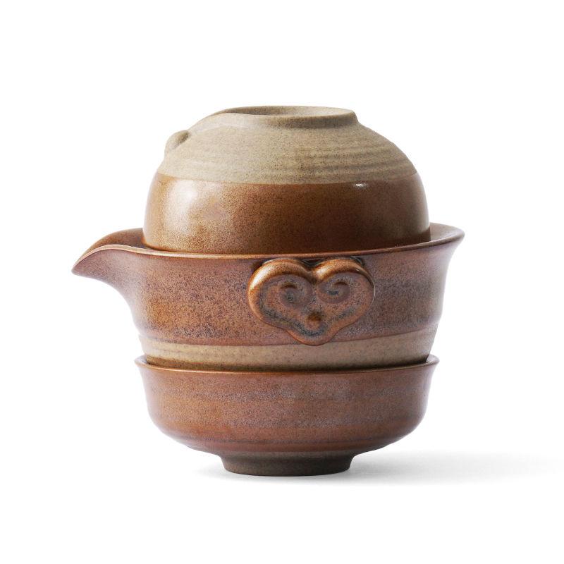 Чайный сервиз «Китайский кунг-фу» 1 чайник 2 чашки Дорожный набор для зеленого чая и чашек Чайная утварь Чайные чашки и кружки Керамический чайник Гайвань-бар