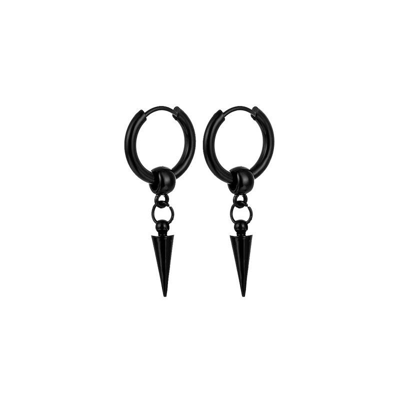 Stainless Fashion Earrings with Black Pendant Ear Cuff Design for Women