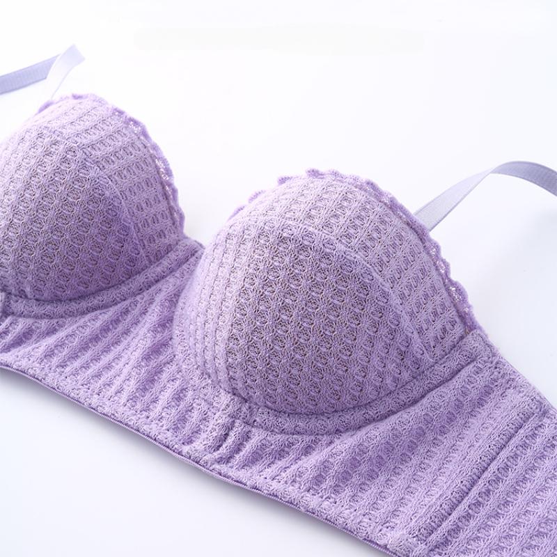 Summer 6 Color Sexy French 1/2 Cup Push Up Bra Set Fashion Women Lace Thin Cup Underwear Romantic Lavender Bras and Thong Set