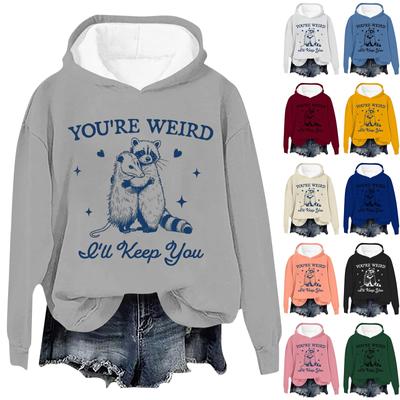 Женская повседневная свободная однотонная толстовка с круглым вырезом и длинным рукавом с принтом букв