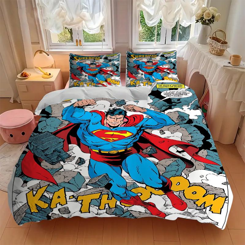 3pcs Superman Duvet Cover Set (1 Duvet Cover + 2 Pillowcases, No Core) - Comfortable, And Breathable Bedroom Decoration yy251104012