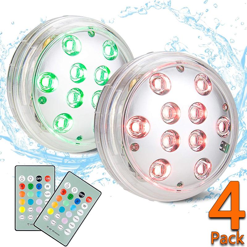Pool Light With Remote Control Operated Pond Lights,IP68 Waterproof Submersible Led Lamp,16Color Shower Bathtub Underwater