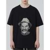Oversized T Shirt Black Man with Hat and Mustache Graphic Print Casual Streetwear Fashion Unisex Top for Everyday Wear