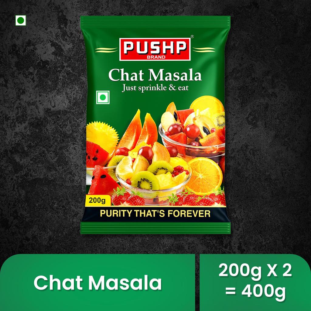 Pushp Chat Masala Tangy And Spicy Seasoning Blend For Fruits Snacks Salads And Chaats Authentic Flavor Enhancer200G X Pack Of 2