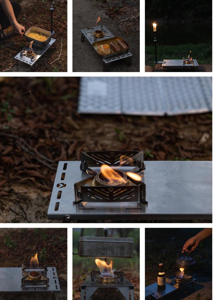 CAMPING MOON Alcohol Burner with Storage Bag, Stainless Steel Trivet, Cross Trivet, Compact Alcohol Stove AS-GT-DFP