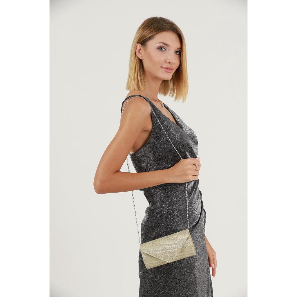 Silver Striped Bream Evening Dress Bag Portfolio Clutch Bag
