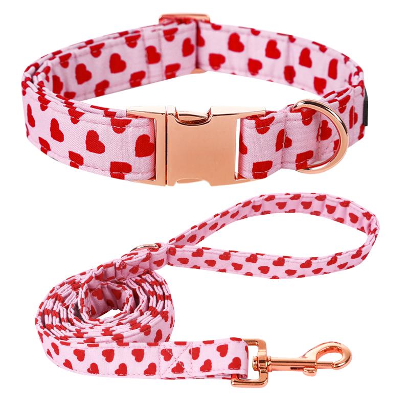 Unique Style Paws Personlized Pink Valentine Dog Collar with Bow Heart Pet Collar Flower Dog Collar Large Medium Small Dog