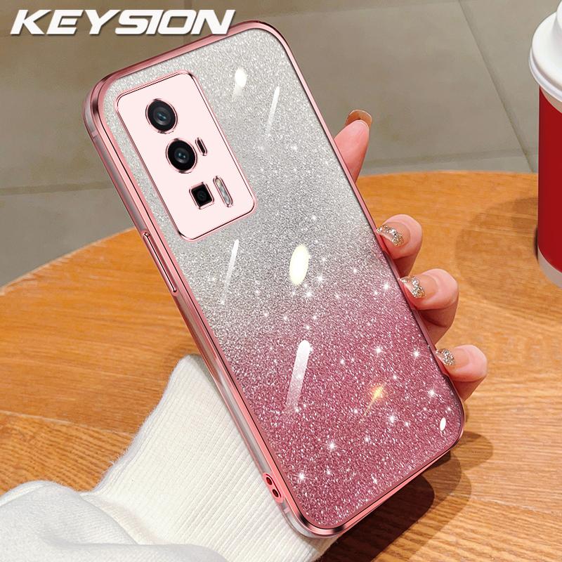 KEYSION Роскошный чехол-бампер с блестками для Xiaomi POCO F5, прозрачный, мягкий ТПУ, противоударная задняя крышка для POCO F5 Pro