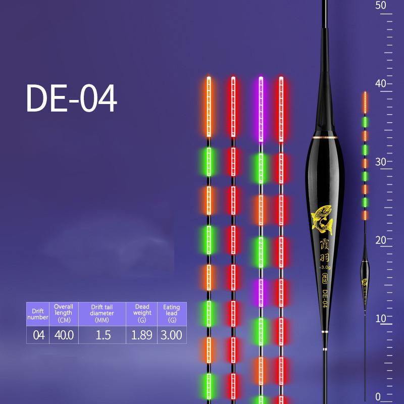 Smart Led Fishing Float 2Light Highly Sensitive Remind Buoy Gravity Sensor Glowing Electric Night Fishing Long Tail Float