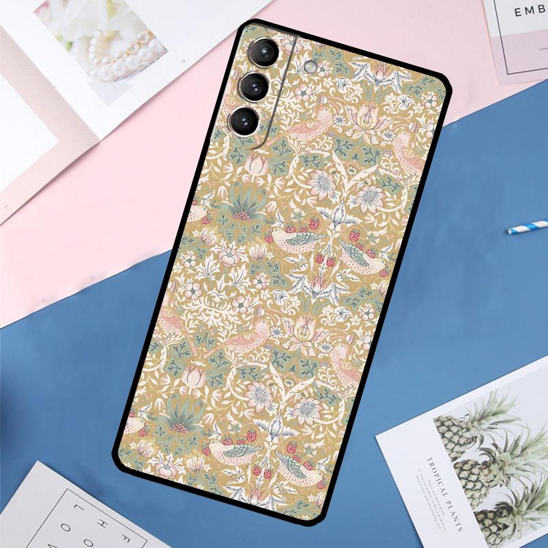 Чехол William Morris Strawberry Thief для Samsung Galaxy S22 S23 S24 Ultra S9 S10 Plus Note 10 20 Ultra S20 S21 FE