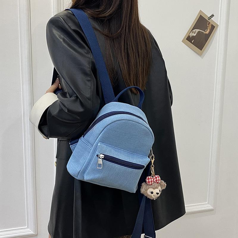 Simple casual simple backpack women 2025 new fashion solid color small bag small fresh student travel backpack