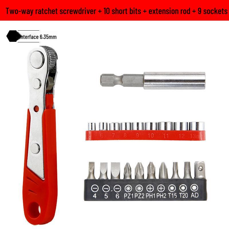 Right Angle Magnetic Ratchet Screwdriver Set with Phillips and Slotted Bits