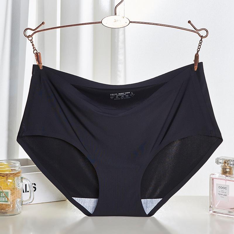 Women's Ice Silk Seamless Mid-Waist Panties - Breathable, Sexy Triangle Design