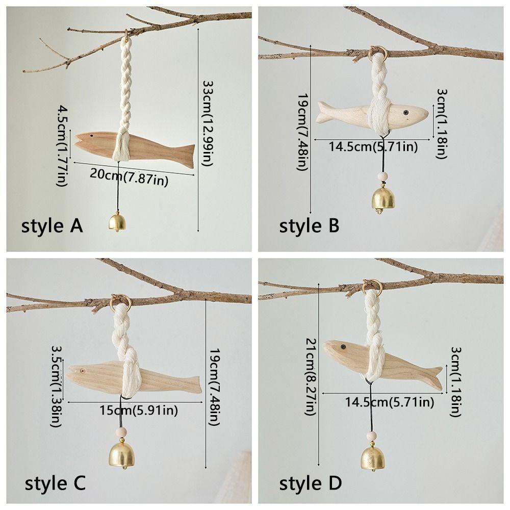Unique Handmade Wood Fish Door Bell Hand Carved Rustic Fish Wall Decoration Lightweight Lucky Fish Door Chimes Home Entryway