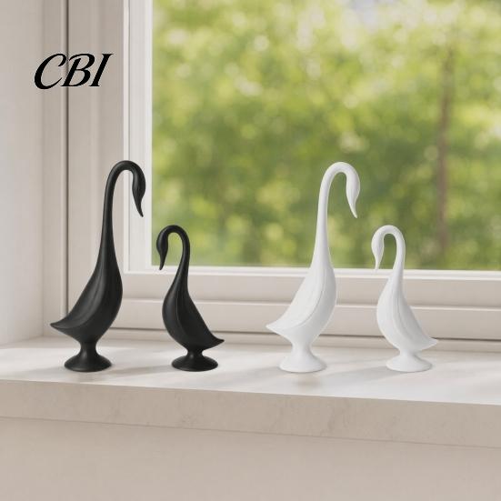 Creative Home Accent 2Pcs 3D Printed Swan Figurine, Artistic Sculpture with Stable Base, Decorative Showcase Decoration Double Ornaments, Minimalist