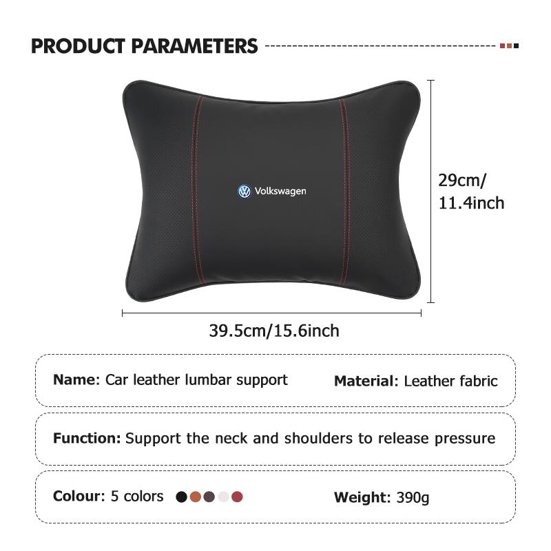 Leather Car Headrest Lumbar Support Cushion Perforated Pillow For Volkswagen VW Scirocco Jetta Beetle Golf 4 5 6 Passat Polo B5 zj2