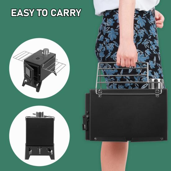 Wood Burning Stove, Folding Portable Wood Stove, Tent Stove for Heating, Camping Stove include