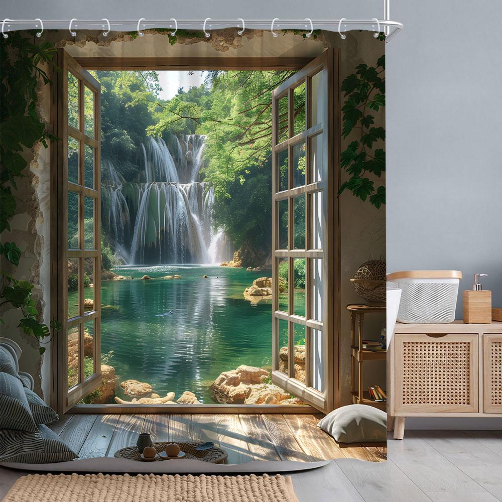 Ретро Деревенские Деревянные Двери Шторки для Душа Винтажный Фермерский Дом Амбар Старая Дверь Домашний Декор Водонепроницаемый Полиэстер Набор Занавесок для Ванной