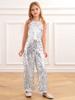 Kids Girls Halter Shiny Sequins Jazz Latin Dance Jumpsuit Sleeveless High Waist Pageant Romper Long Pants