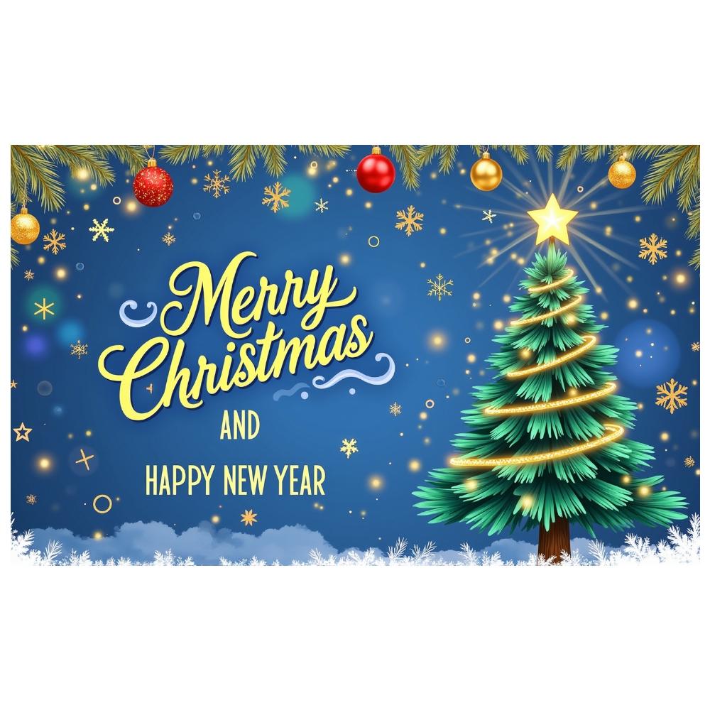 New Year Banner Winter Theme Christmas Decoration Banner Holiday Banner Blue Background For Festive Party Holiday Celebration