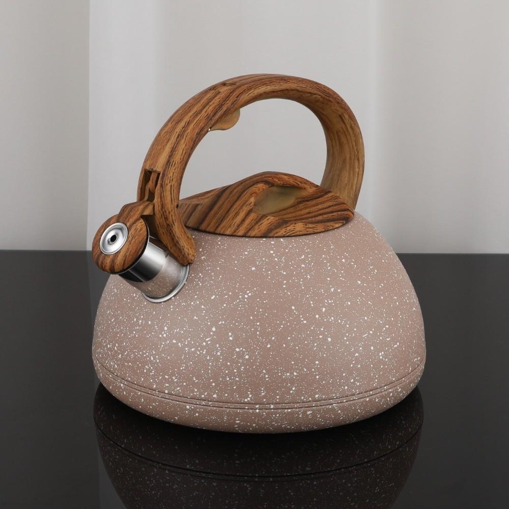 Wooden Handle Whistling Kettle 3L Gas Induction Cooker Kettle Durable Boiling Coffee Pot  Kitchen