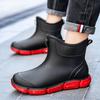 Модные новые мужские резиновые сапоги до середины икры, водонепроницаемые рабочие сапоги, удобные, нескользящие, модные мужские резиновые сапоги