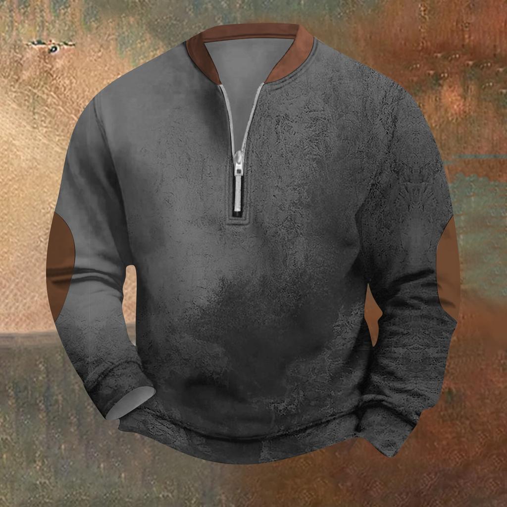 Мужская ретро повседневная толстовка на молнии модный принтованный спортивный пуловер