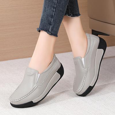 2025 Весна и Осень Туфли Дуду Женские Одинарные Туфли Подошва Маффин Мелкий Вырез Мягкая Подошва Мама Наклонный Каблук Трясущиеся Повседневные Женские Туфли