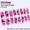 16Tips Non-toxic Gel Nail Strips Full Cover Shining Cherry Design Baking-Free DIY Self-Adhesive Manicure Decoration Nail Art