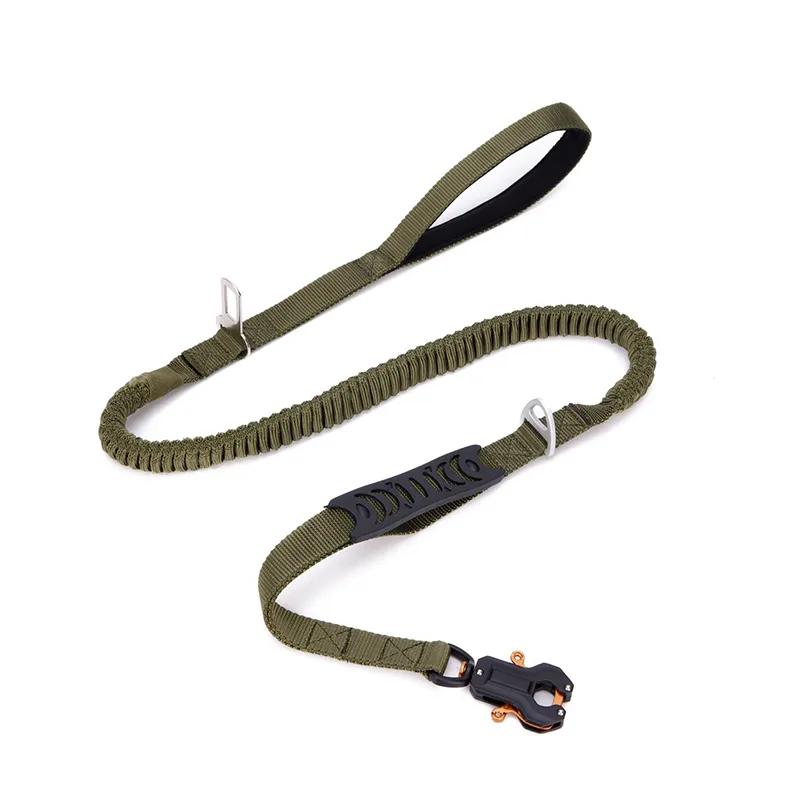 Тактический поводок для собак, прочный поводок для собак с зажимом-лягушкой, мягкая ручка, поводки-резинки для собак средних и больших размеров, для дрессировки и прогулок