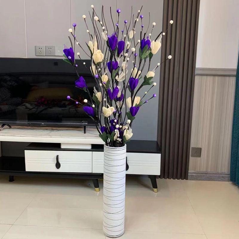 Floor Standing Artificial Flower Arrangement with Preserved Roses for Living Room Decoration - Dried Bouquet for New House Décor