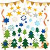 300pcs Self-Adhesive Glitter Foam Stickers for Christmas , Snowflakes & Pine Trees, No Residue, Vibrant Colors for Windows