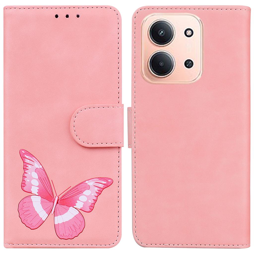 Для Xiaomi Redmi 15C 5G (США) (173мм)/15C 4G (США) (173мм) Чехол-подставка из искусственной кожи с принтом бабочек