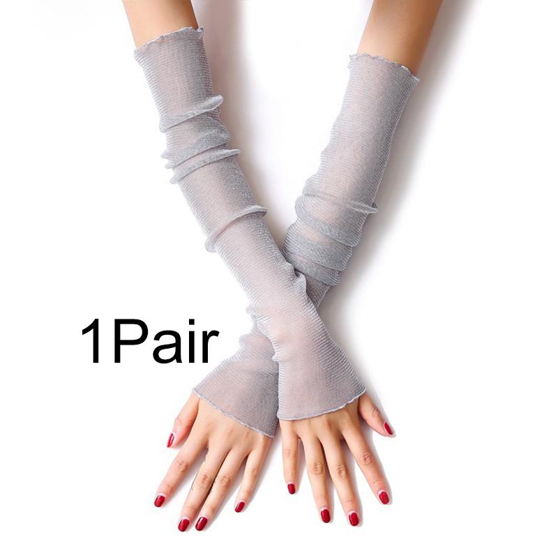 1Pair Sunscreen Sleeve Summer Netting Outdoor Lace Sleeve Edge Ultraviolet-proof Sun Protection Multiple Colors Ice Sleeve