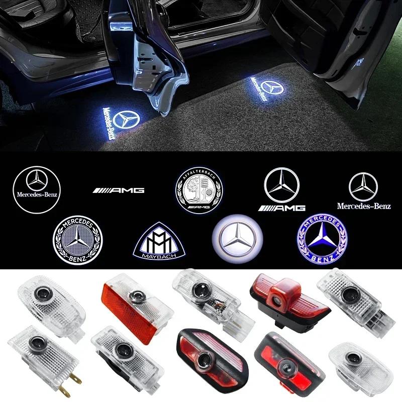 AOKV7 2pcs LED welcome lamp car door light logo laser projector lighting emblem For Mercedes Benz W204 W221 W222 W203 W168 W245 W164