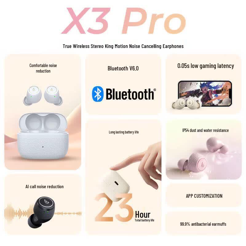 Edifier X3 Pro Полностью беспроводные Bluetooth-наушники для игр с шумоподавлением