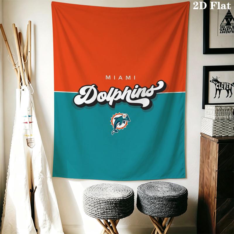 Miami Dolphins Wall Tapestry Aesthetic Wall Hanging Printed Fabric Blanket Decorative Tapestries for Bedroom Living Room Home Decor