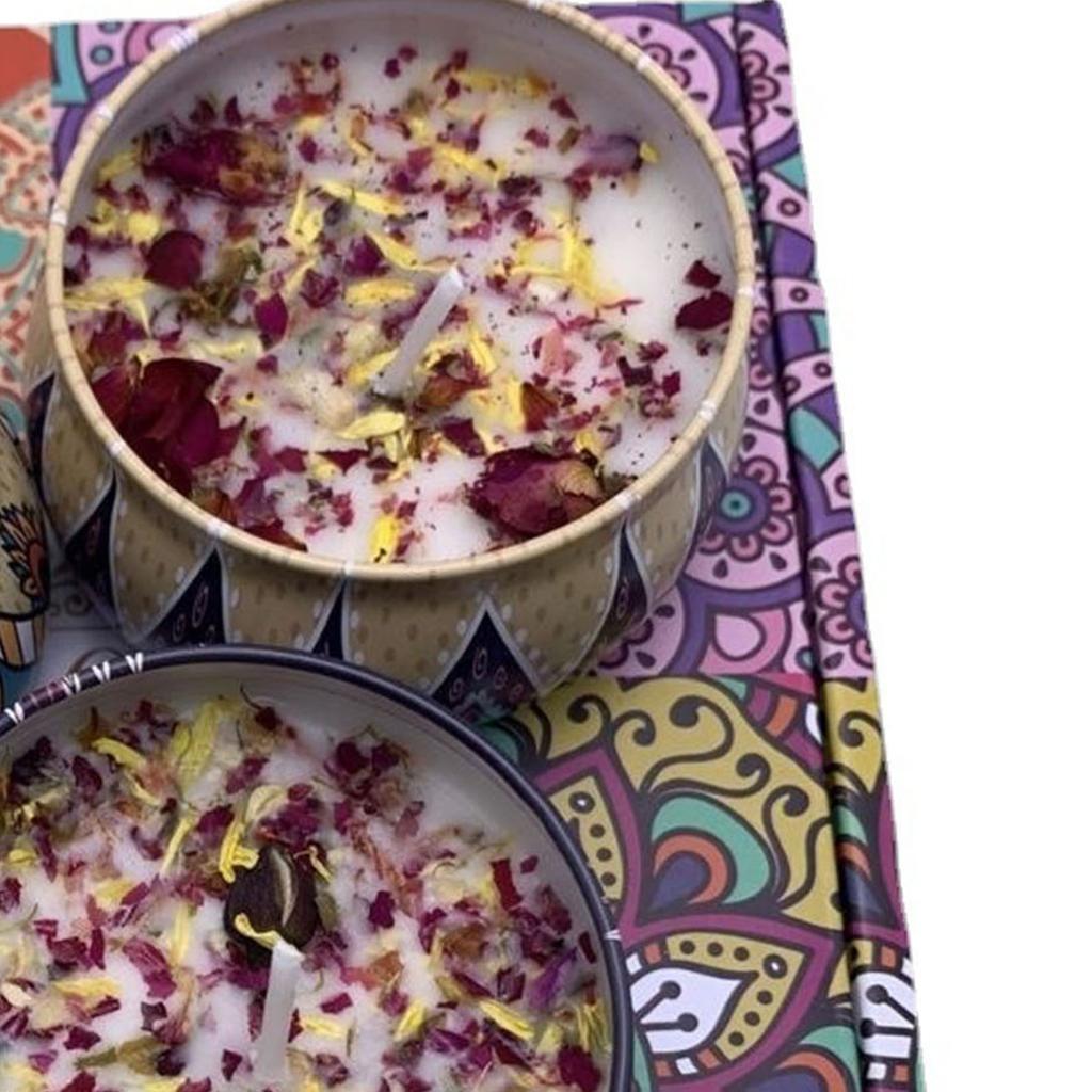 Набор ароматических свечей с ароматами розы, лаванды, лимона и какао. Портативная ароматерапевтическая свеча для