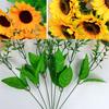 5/7/22 Heads Decorative Bright Yellow Real Touch Artificial Flower Fake Flores Bouquet Wedding Decoration Silk Sunflower