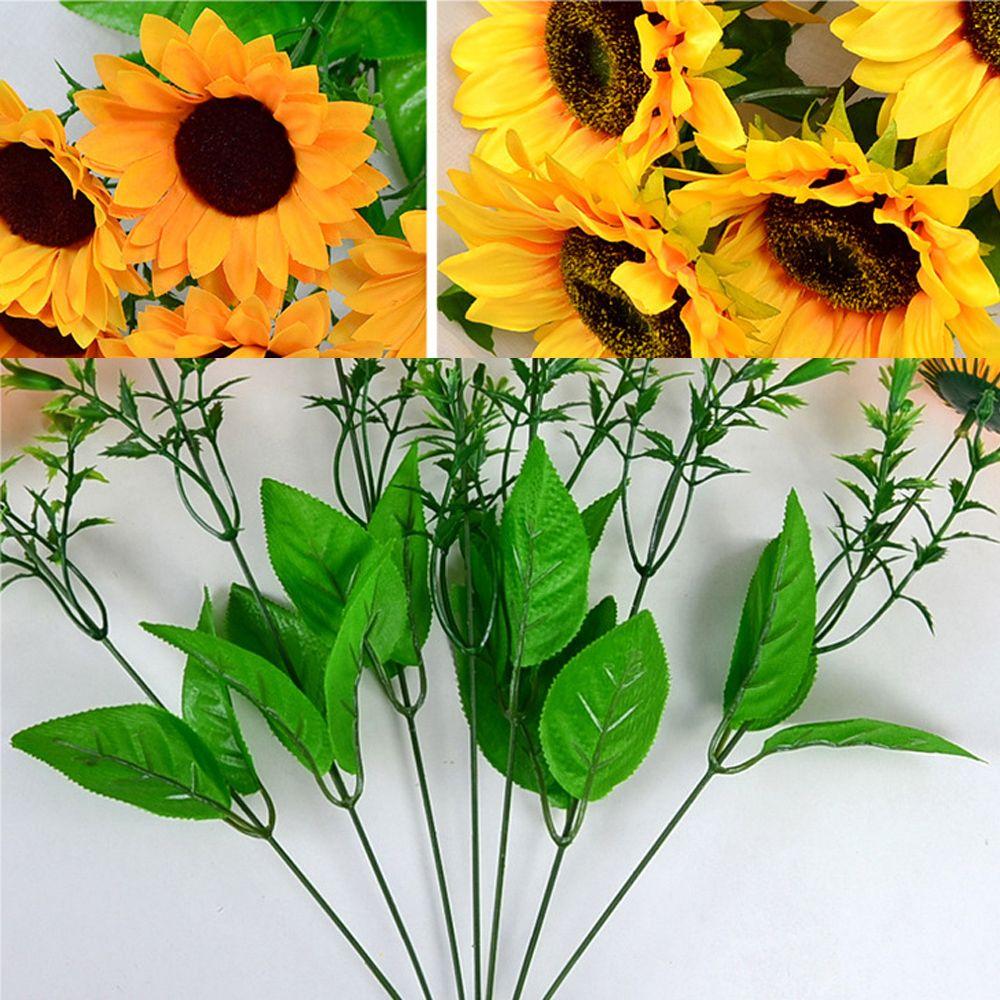5/7/22 Heads Decorative Bright Yellow Real Touch Artificial Flower Fake Flores Bouquet Wedding Decoration Silk Sunflower