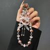 Fashion Bow Pearl Fringed Mobile Phone Lanyard, Light Luxury Crystal Beaded Short Wrist Phone Chain Hand Chain Pendant