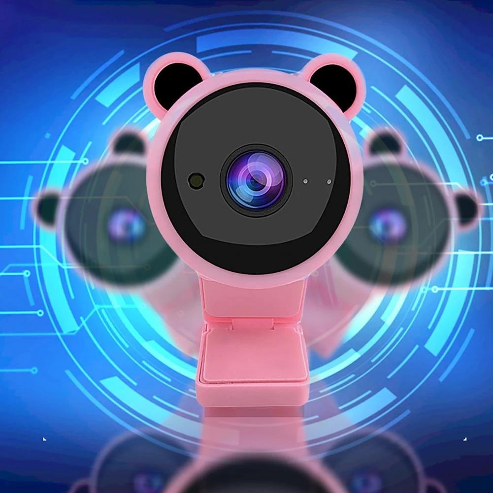 PC Computer Webcam Lovely Cartoon USB High Clarity 1080P Digital Camera Usb Webcam with Mic for Live StreamAA