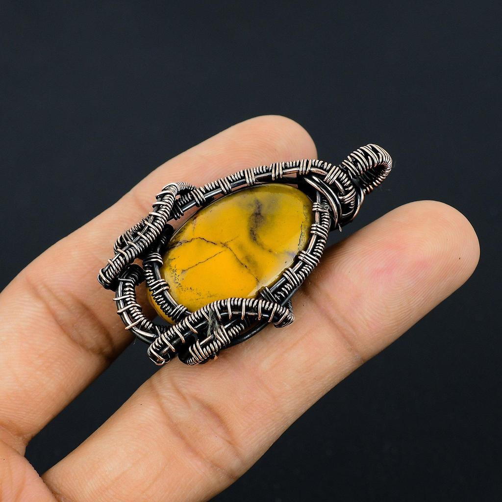 Подвеска из мокаита, подвеска, обернутая медной проволокой 999 пробы, ювелирное изделие из драгоценного камня ручной работы, подарки для жены, совершенно новая подвеска