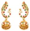 Ювелирные серьги Touchstone Indian Bollywood Peacock, античный золотой тон для женщин, эмаль/красный/зеленый/белый