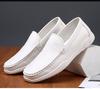 New Shoes for Men Genuine Leather Casual Driving Shoes Fashion Slip-on Loafers Summer Breathable Microporous Leather Sandals