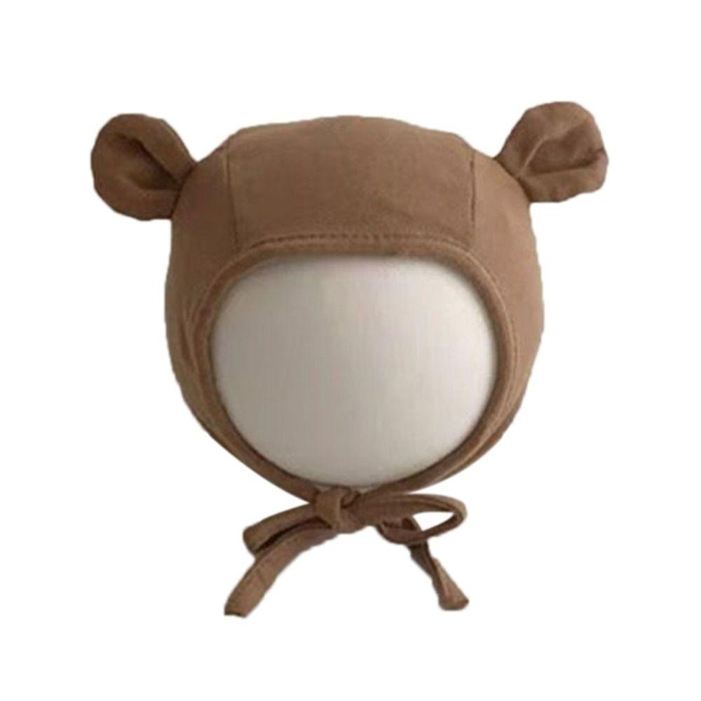 Cotton Newborn Cap Bear Ear Infant Strappy Hat All-match Fetal Hat Unisex