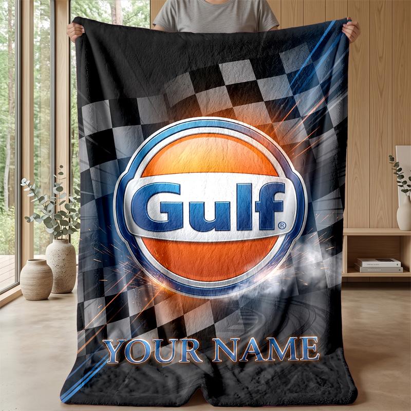 Gulf Custom Flannel Throw Blanket Print Your Name Text Soft Warm Blanket Holiday Present