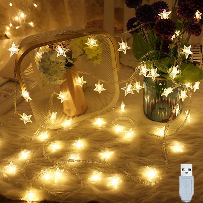 Star String Lights USB/Battery Operated LED Fairy Lights Christmas Light For Party Wedding Garland Outdoor Xmas Tree Decoration