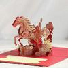 3D Pop Up Chinese New Year Horse Greeting Card, Luxury Red Gold Foil Stamping Spring Festival Card with Envelope Gift Decor